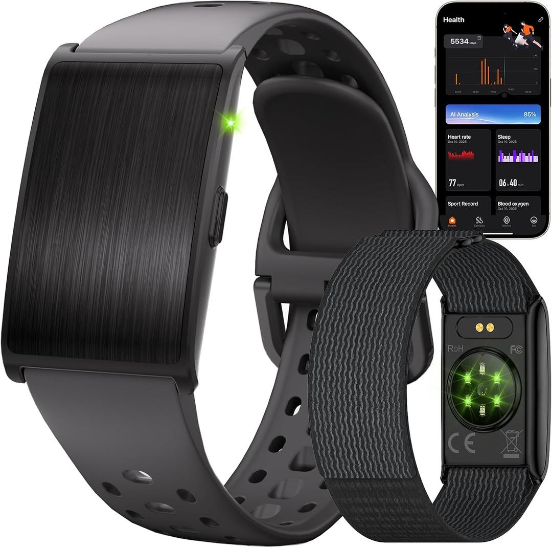 Smart Bracelet for Men Women, Activity Health Fitness Trackers with 60-Day Battery Life, 24/7 Continuous Heart Rate Blood Pressure SpO2 HRV Stress Sleep Monitor, 170+ Sports Modes, Sub-Free (Black)