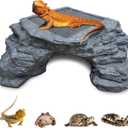 X-Large Bearded Dragon Basking Platform, Lizard, Snake or Reptile Hide with Heat Storage Slate Stone, 13x12x5 Inch Oversized Gecko Hide Cave