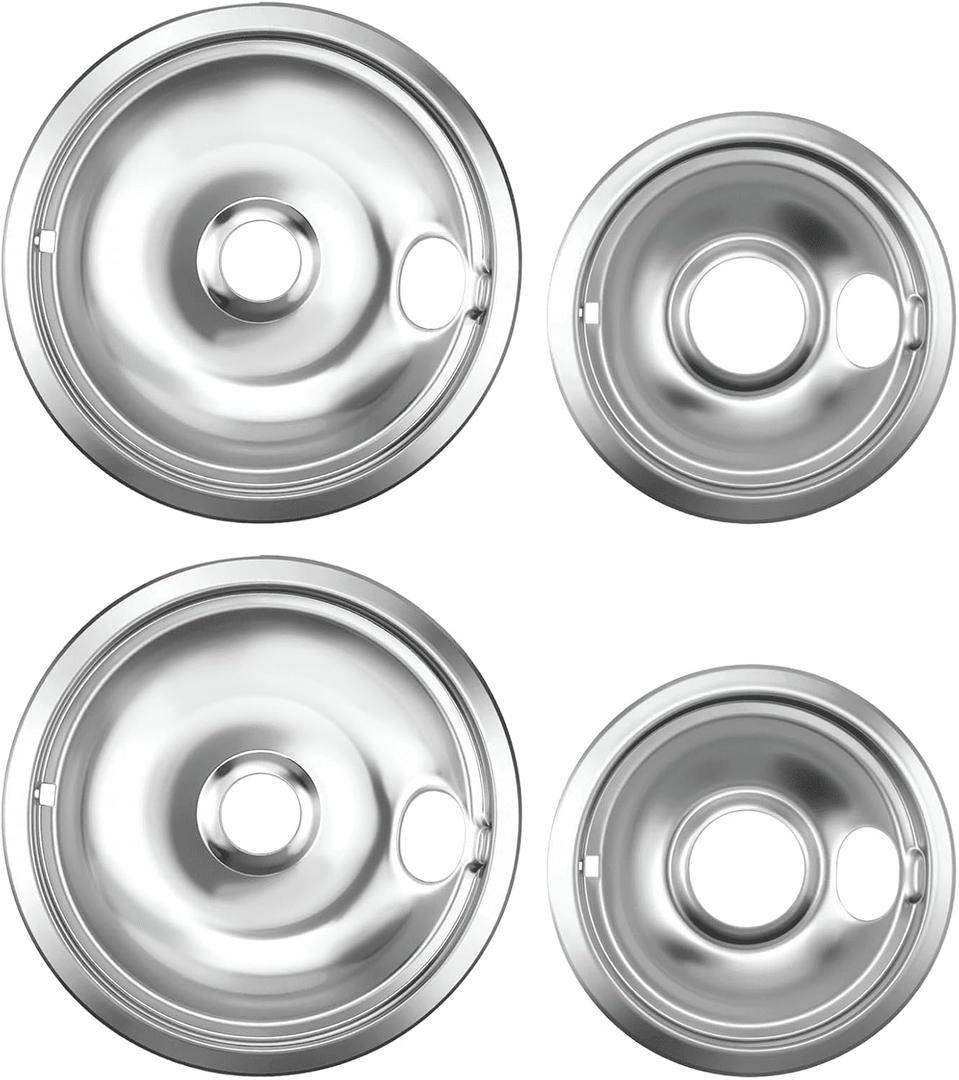 Drip Pan Electric Stove Burner Covers for Whirlpool W10278125, 4 Pack(2x6" and 2x8")