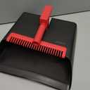 JOYMOOP Black and Red Broom and Dustpan Set, Upright Angle Design with Built-in Comb Teeth for Home, Office, Hard Floors