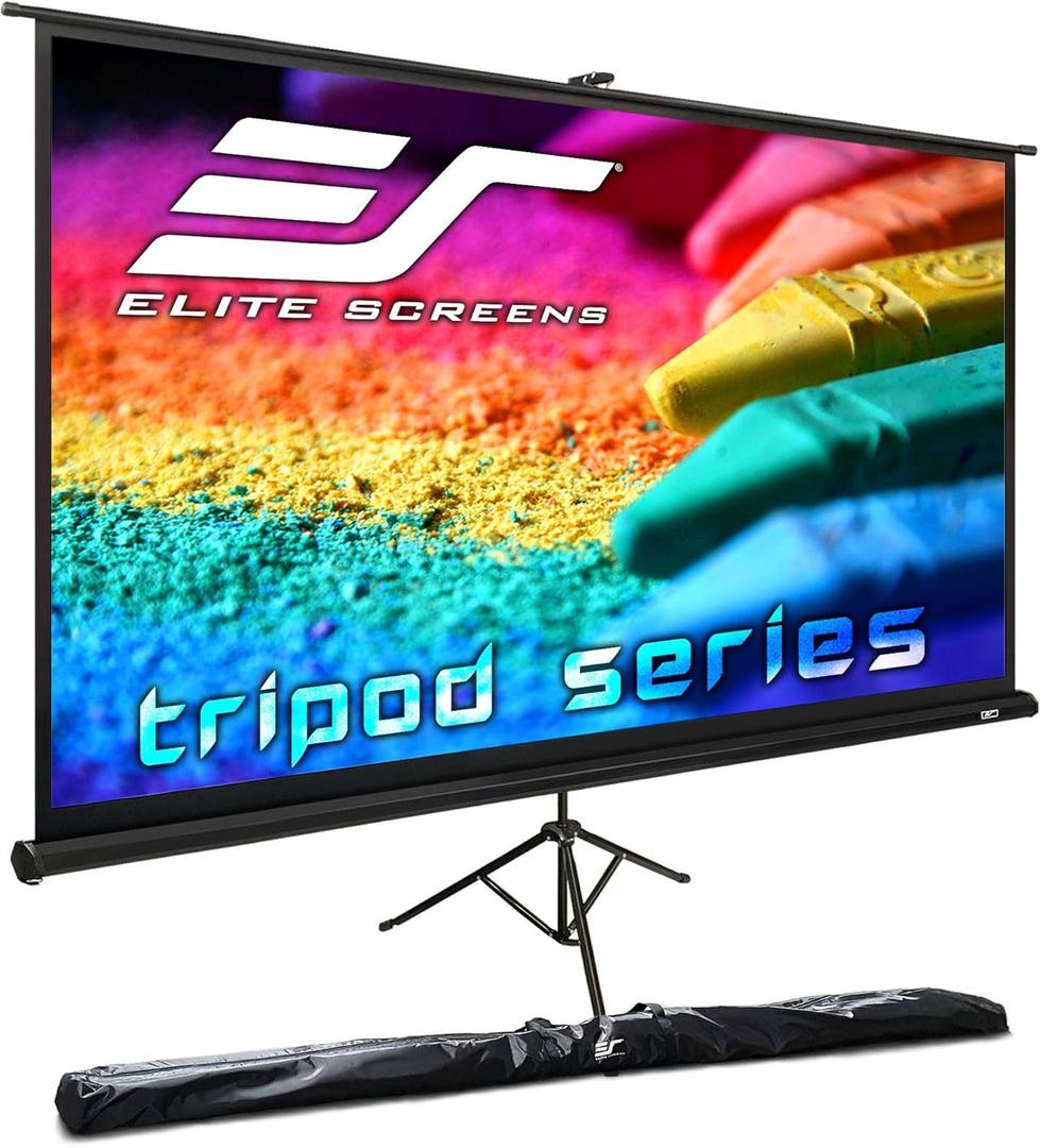 Elite Screens Tripod Series, 72-INCH 16:9, Indoor Outdoor Projector Screen, 8K / 4K Ultra HD 3D Ready, US Based Company, T72UWH, Black