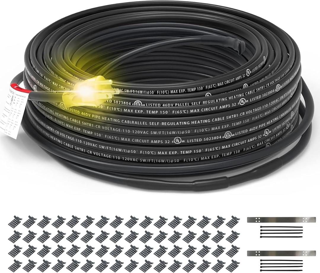 HEATIT PLSR1 100-feet 120V Industrial and commercial grade Self Regulating Heating Cable long term use design, heavy duty, Wet or Dry, Cold lead 10ft