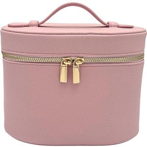 JAZD Vanity Case Makeup Bag with Removable Organizer Divider, Travel Toiletry Cosmetic Organizer for Women Pink