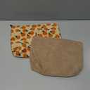 2 Large Makeup Bags Women's Corduroy Canvas Makeup Bag, Travel Makeup Bag, Wallet Organizer, Khaki and Orange Flower Pattern