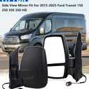 Driver Side Mirror,Mirror Assembly Compatible With 2015-2025 Ford Transit 150 250 350 350 HD,Transit Tow Power Glass,Towing Without Signal Light Non Heated,Black(Short Arm), medium