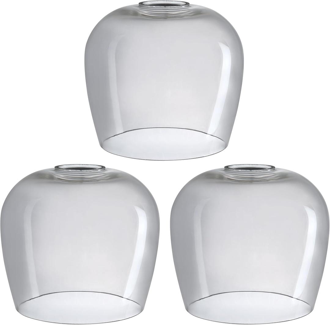 3 Pack 5.44 Inch Clear Grey Glass Lamp Shade Pendant Ceiling Chandelier Wall Sconce Light Replacement Oval Glass Shade Fixture Over Sink Kitchen Island