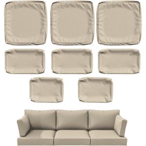 8 Pcs Outdoor Patio Cushion Covers, Replaceable Waterproof Furniture Covers, Outdoor Non-Slip Covers with Zippers, Covers Only, Cream