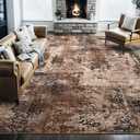 Area Rug 9x12 Washable Rugs Modern Abstract Area Rug Soft Non-Slip Non-Shedding Faux Wool Stain Resistant Floor Carpets for Living Room Bedroom Dining Room Kids Room Home Office (Brown)
