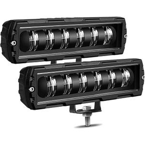 6 Inch LED Light Bar 2PCS 60W Single Rows Flood Beam Slim LED Pods Work Off Road Driving Backup Light for Truck ATV SUV UTV Motorcycle Boat (Black)