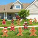 AnyDesign 10Pcs Christmas Yard Signs with Stakes - Gingerbread Man and Other Holiday Designs for Lawn, Patio, Pathway Decor