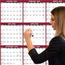 5 x 2026 Dry Erase Calendar  Large Yearly Wall calendar 2026, 33.7'' x 45.1'', 2-Side Reversible Calendar 2026, Vertical/Horizontal, Jan 2026  Dec 2026, 2026 Wall Calendar with Notes, Stickers - Red