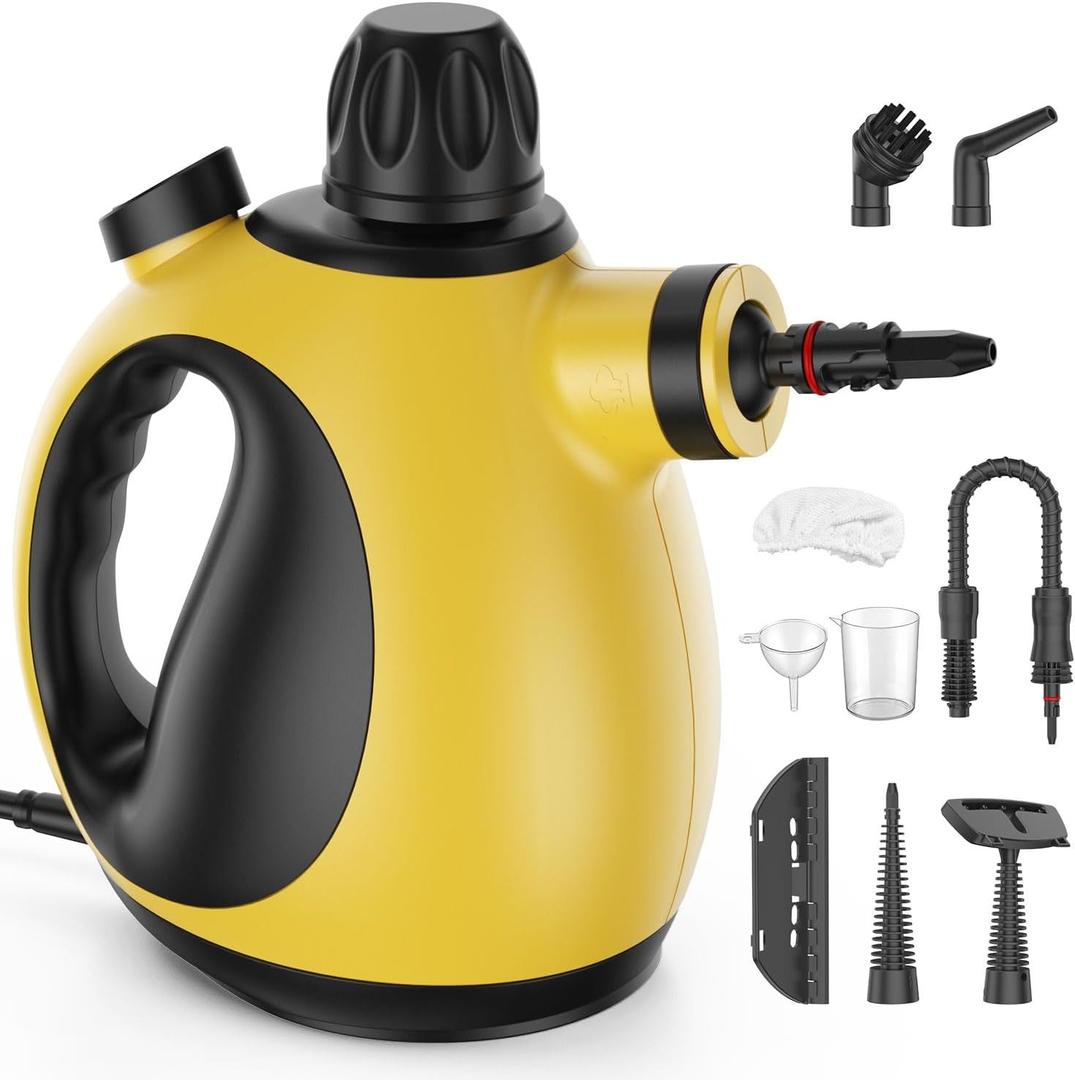 Pressurized Handheld Steam Cleaner with 380ML Large Water Tank, 230F Multi-Surface Steamer for Home, Car, Tile, Grout, Windows, Upholstery - Chemical-Free & Portable