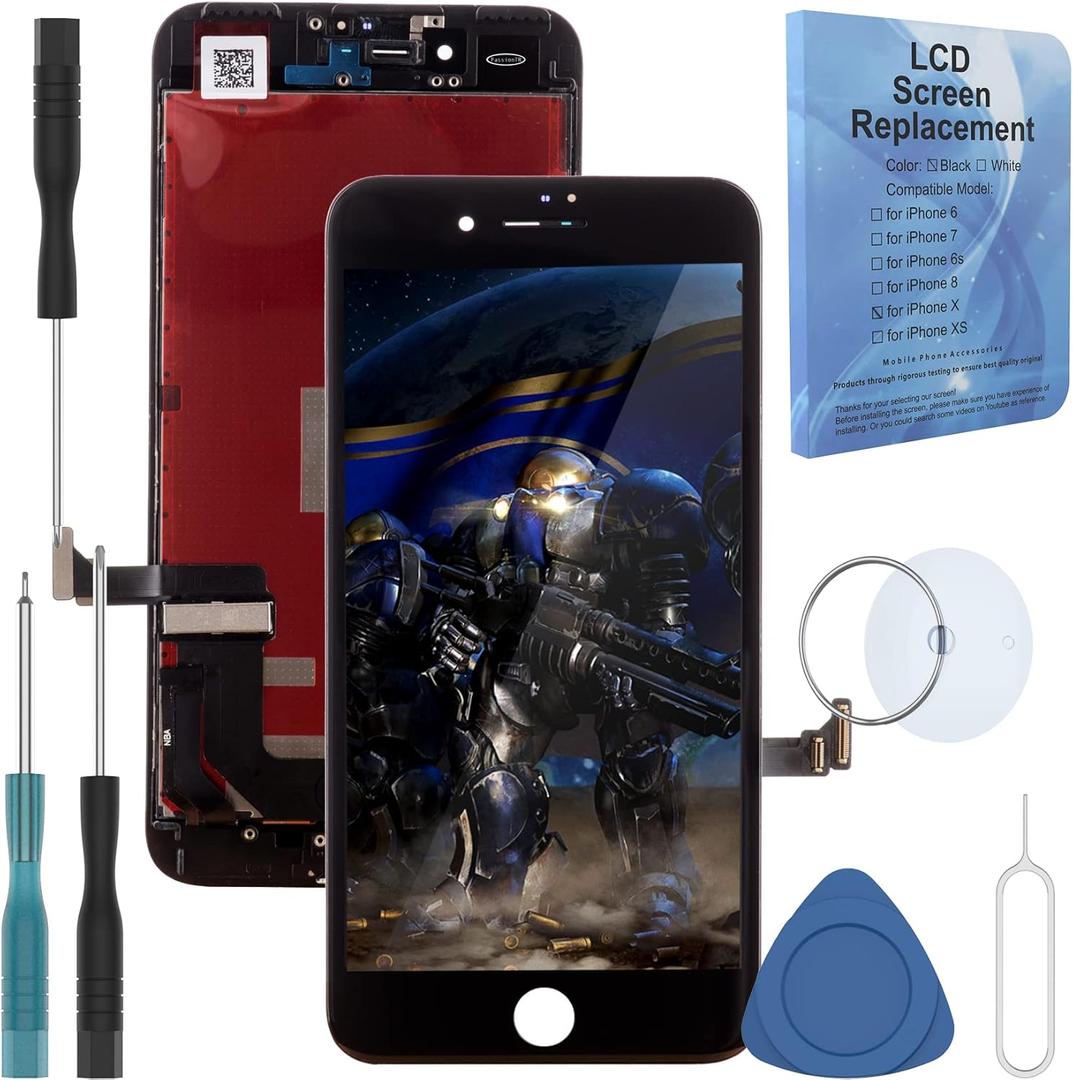 for iPhone 7 Plus 5.5 Inch Black Retina HD 3D Touch LCD Digitizer Display Screen Replacement Frame Assembly with Repair Tool kit Compatible Model A1661 A1784 A1785