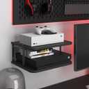 AREAJD Black Projector Wall Shelf/Floating Under TV Game Double Shelf Stand for Xbox, Router/Entertainment Center, Projector Holder Accessories