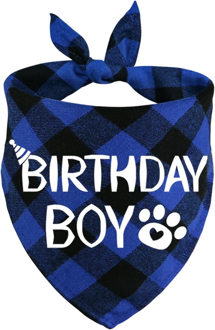 STMK Dog Birthday Bandana, Multi Sizes Dog Birthday Boy Bandana for Small Medium Large Dogs Pets (Small, Blue)