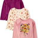 The Children's Place Baby Girls' and Toddler Assorted Long Sleeve Knit Shirts (12-18 Months, Pink Kiss Harvest 3-pack)