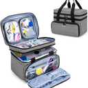 BAFASO Double Layer Sewing Accessories Organizer with 2 Detachable Pouches, Large Sewing Storage Bag for Sewing Tools (Bag ONLY), Gray