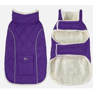 Malier Dog Winter Coat, Windproof Dog Cold Weather Coats with Real Pocket, Winter Extra Warm Pet Coat Fleece Jacket Reflective Clothes for Small Medium Large Dogs and Puppy (Purple, XXXLarge)