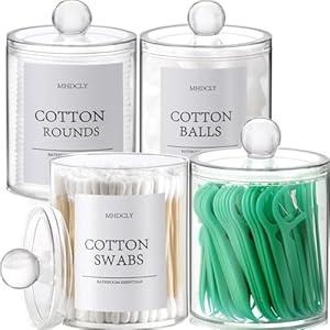 Bathroom Organizers and Storage, 4 Pack Bathroom Accessories, Bathroom Decor, Home Decor, Bathroom Storage and Organization, Qtip Holder for Room Decor Aesthetic