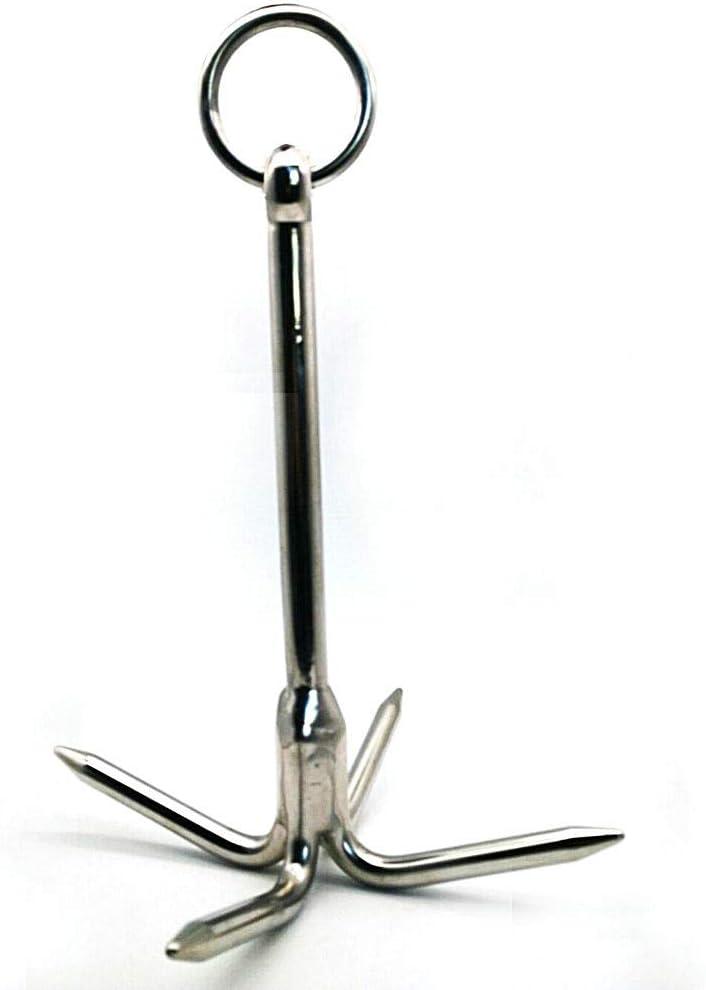 9" Heavy Duty Stainless Steel 316 Grappling Hook with 4-Claw Stainless Steel Climbing Hooks for Anchor Retrieving, Outdoor Hiking, Tree Limb Removal,Boat Anchor