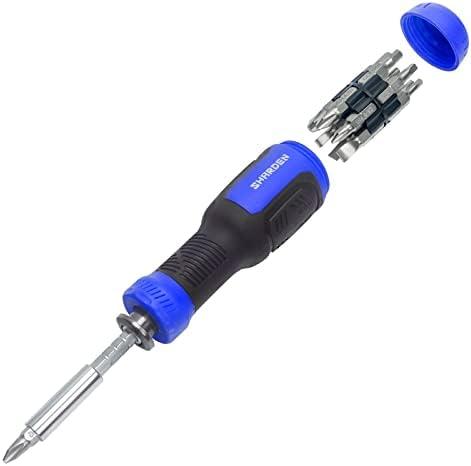 SHARDEN Multibit Screwdriver 13-in-1 Screw Driver Set Adjustable Extension Screwdriver Multitool All in One with Torx Security, Flat Head, Phillips, Hex, Square and 1/4 Nut Driver, 2 Packs
