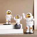3 Pcs Gold White Astronaut Statues Set, Spaceman Sculpture Figurines Home Ornament Cake Toppers Gift