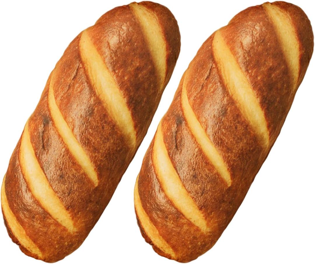 zhidiloveyou 2PCS 11.8" Bread Pillow Plush Funny Stuffed Bread Shaped Toy Gift for Kids Adults