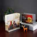 2 x Napkin Holder for Table, Clear Napkin Holder Can Display Photos, Lucite Cocktail Napkin Dispenser for Party,Kitchen, Office, Restaurant, Business, Acrylic Mail Holder Countertop