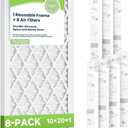 Future Way 10x20x1 Air Filters, 8-Pack with Reusable Frame, MERV 8, MPR 700 AC Furnace Filters, Space Saving & Cost-effective