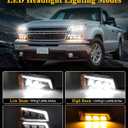 Partsam LED Headlights Assembly DOT Approved with Start-up Light DRL Sequential Turn Signal Hi/Low Sealed Beam Side Marker Lights Replacement for Silverado Avalanche 2003-2006