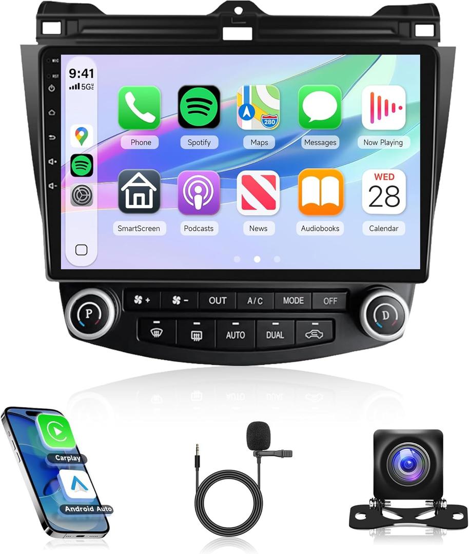 8Core 6G+128G Android 13 Car Radio for Honda Accord 2003-2007, Rimoody Car Stereo Wireless Carplay Android Auto GPS WiFi 10.1'' Touchscreen DSP Bluetooth 5.0 FM/RDS SWC Backup Camera
