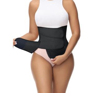 SHAPSHE Waist Trainer for Women Postpartum Recovery Wrap Waist Cincher Corset Shapewear Belly Band (Medium, Black 3 Velcro)