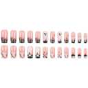 Halloween Press on Nails Square Fake Nails Medium Long False Nails with Ghost Forest Design Glue on Nails Star Sky Glossy Acrylic Nail Full Cover Stick on Nail for Women 24 Pcs