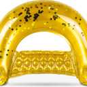 POZA Inflatable Pool Float Chair - Luxurious Lounger Filled with Sparkle Confetti, 2 Built in Cup Holders & Handles, Water Floating Chair for Beach, Lake & Swimming Pool - 48 x 38 Inch (Gold)