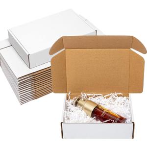Shipping Boxes 7x5x2" 25 Pack - White Corrugated Cardboard Box Mailers for Small Business, Literature Mailer Box Packaging Supplies