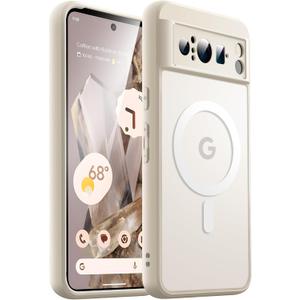 JETech Magnetic Case for Google Pixel 8 Pro 6.7-Inch 2023, Compatible with MagSafe, Translucent Matte Back Shockproof Phone Cover (Porcelain)