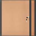 Mifuro 28"x26" Enclosed Bulletin Board, Lockable Weather-Resistant Aluminum Cork Noticeboard for School & Office, Black Frame w/Cork