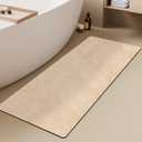 Bathroom Mat Quick Dry, Bathroom Rugs Non Slip Washable Thin Absorbent Bath Mat Fits Under Door Bathroom Floor Mat Perfect for Bath, Shower, or Sink 17"x59" Beige