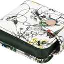 kilofly Genuine Leather Double Lipstick Case Cosmetic Makeup Holder + Gift Box (One Size, Flower 01)