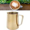 KooingTech Milk Frothing Cup Stainless Steel, 350ML Milk Frothing Cup Small, Milk Frothing Pitcher Gold with Scale, Home Office Coffee Frother Cups for Gold Coffee Bar Accessories (350ML (with scale))