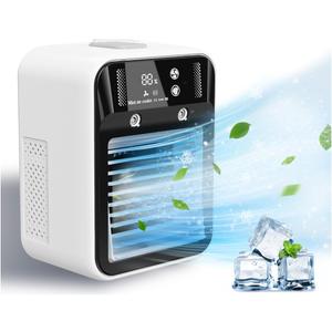 Portable Air Conditioner, Rechargeable Mini Air Conditioner Evaporative Air Cooler With 2 Speeds, Unit 2 Cool Air Spray, Digital Display Car AC Fan, Portable AC for Car Bedroom Office Camping