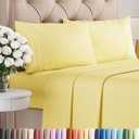 Queen Size 4 Piece Sheet Set - Comfy Breathable & Cooling Sheets - Hotel Luxury Bed Sheets for Women & Men - Deep Pockets, Easy-Fit, Extra Soft & Wrinkle Free Sheets - Yellow Oeko-Tex Bed Sheet Set