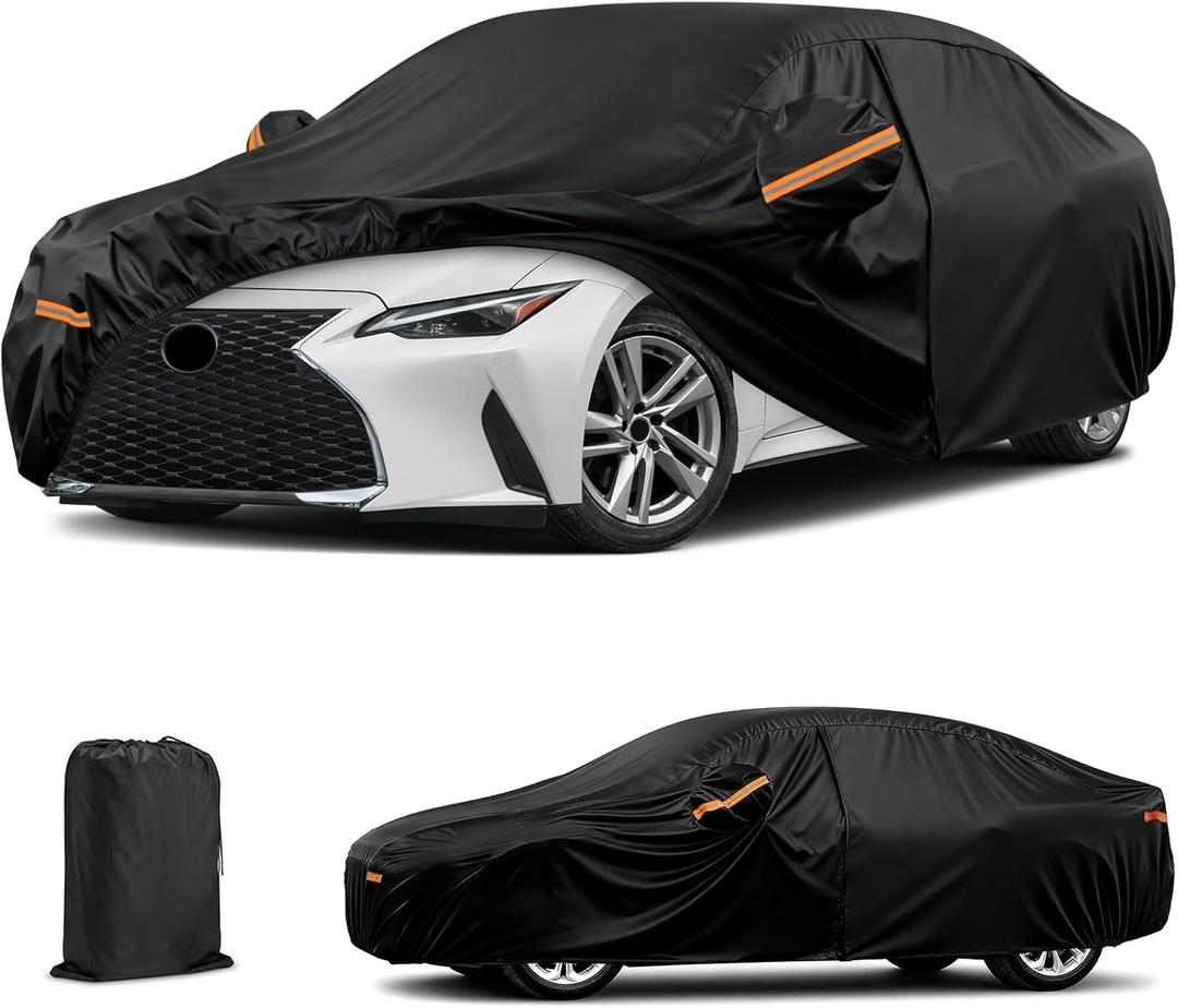 Waterproof Car Cover Replace for 2013-2025 Lexus is IS200 IS200t IS250 IS300 IS350 IS500 ISF, 6 Layers All Weather Car Covers with Zipper Door & Windproof Bands for Snow Rain Dust Hail Protection