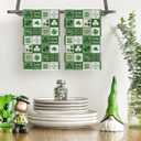 Artoid Mode Green Checkered Clover Shamrock St.Patrick's Day Kitchen Dish Towels, 18x26 Inch Farmhouse Holiday Spring Decoration Cleaning Set of 2