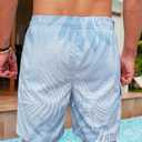 Mens Swim Trunks with Compression Liner Men's Bathing Suits 7 Inch 2 In 1 Soft Stretchy Quick Dry Comfort Drawstring Blue Tropical Palms Pockets Beach Pool 4-way Breathable Husband Boyfriend Summer (Blue, L)