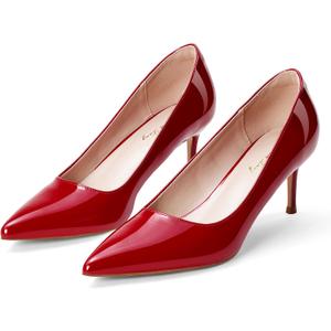 Elisabet Tang Kitten Heel Low Pumps 2.4 Inch Closed Pointed Toe Short Sexy Comfort Women Dressy Shoe at Work Office Date Prom Party Wedding Church (10, Red)