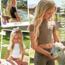Oakgarden 3 Pack Girls Shirts Short Sleeve Tops for Kids Summer Crop Tops Clothes for Girls Mock Turtleneck Tees 5-16 Y
