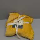 UKELER Yellow Flannel Throw Blanket Warm Bed Throws with Pom Cozy Soft Lightweight Microfiber Blanket, 50x60 Inches