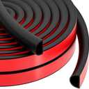 2 Pack 23FT Weather Stripping, Self Adhesive Door Weather Stripping, Silicone Door Seal Strip for Frame& Window (Black, 3/8"(W)×1/4"（T) ×23ft(L)