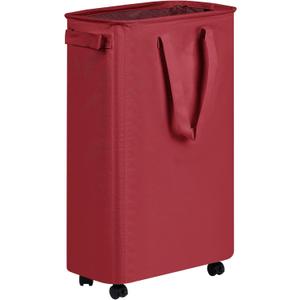 efluky Slim Laundry Hamper with Wheels, Rolling Laundry Basket for Clothes, Small Laundry Basket for Bedroom, Dorm and Laundry Room, 60L (12.7 Gallons) Burgundy Red
